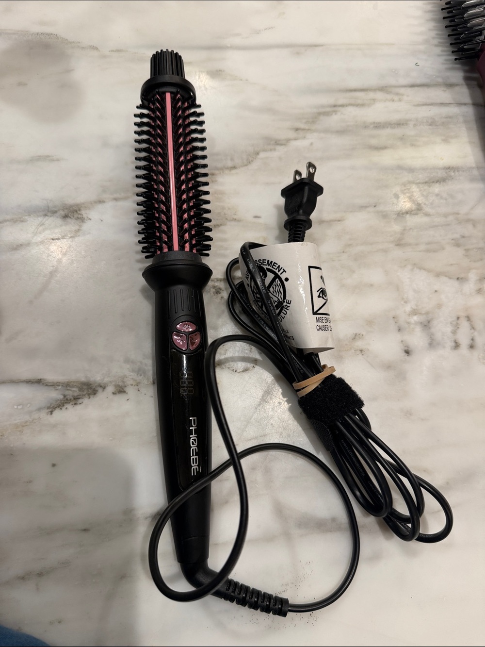 Phoebe  Black and Pink Ceramic Hot Air Styling Brush